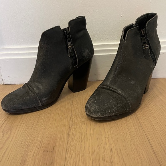 Rag & Bone Brushed Black Leather Booties Sz 7.5/38 - Picture 14 of 15